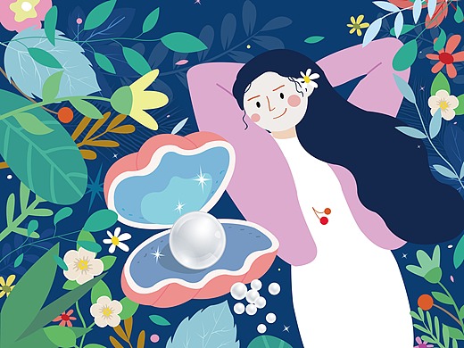 插画 | 京润珍珠熬夜面膜插画设计