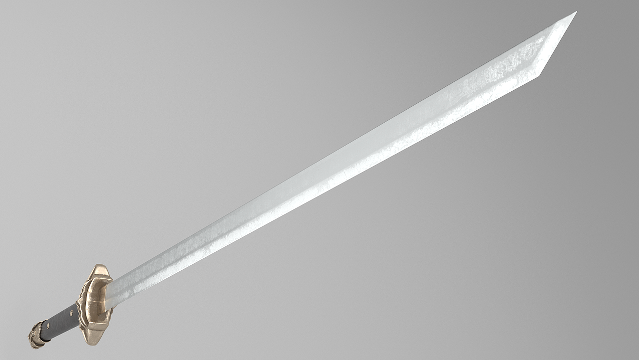 心中无女人,拔刀自然神——唐刀3d建模展示