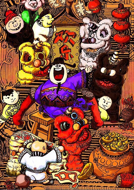 醒狮（图ZMTIxMjI2ODYw） - 艺术插画 - 站酷设计师吴伟强原创素材 - 站酷ZCOOL