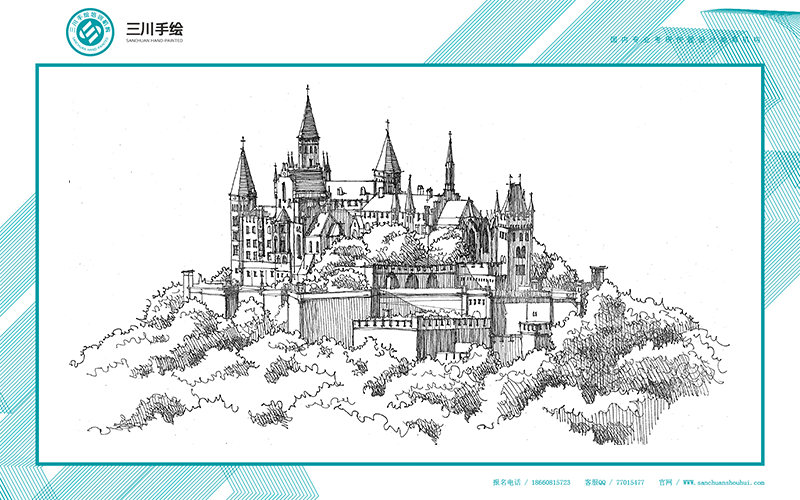 三川手绘欧建古建作品（图ZMjA0MzkxMjQ=） - 建筑设计 - 站酷设计师三川手绘原创素材 - 站酷ZCOOL