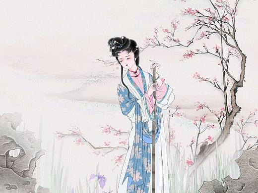 黛玉葬花‖红楼梦‖十二钗‖插画（个人主页-ZNjQxNDYzMDg=） - 商业插画 - 站酷设计师苓翎原创素材 - 站酷ZCOOL