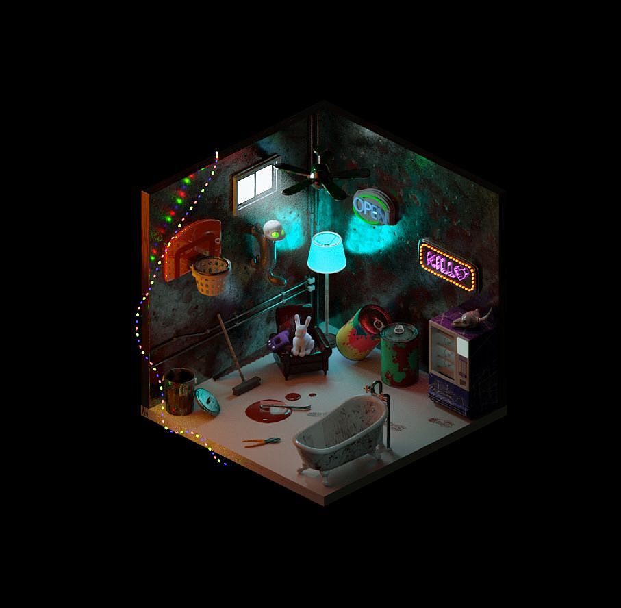 地下室真相（小房间版）niao24期oc班（图ZMzM2MjA0MjQw） - 场景 - 站酷设计师吃柚子啊原创素材 - 站酷ZCOOL