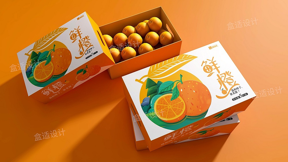 箱盒汇主创"鲜橙"橙子礼盒包装设计