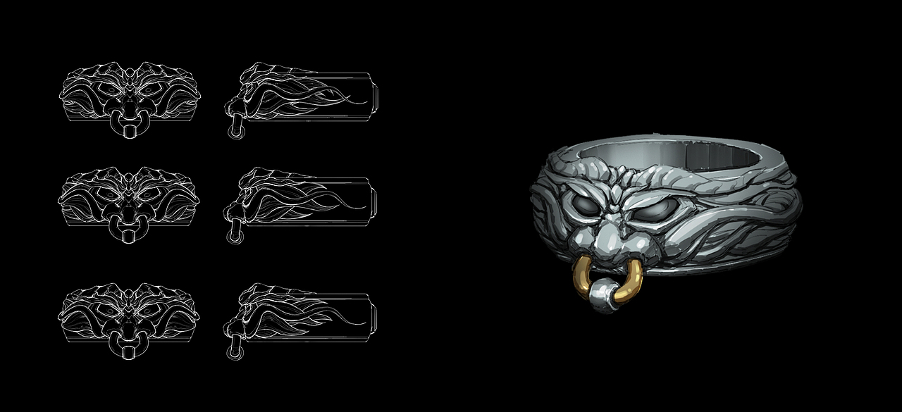 【琢器】琢·而成器-戒指·囚牛（图ZMjY3MTYzMDY0） - 首饰设计 - 站酷设计师元宝的爸爸原创素材 - 站酷ZCOOL