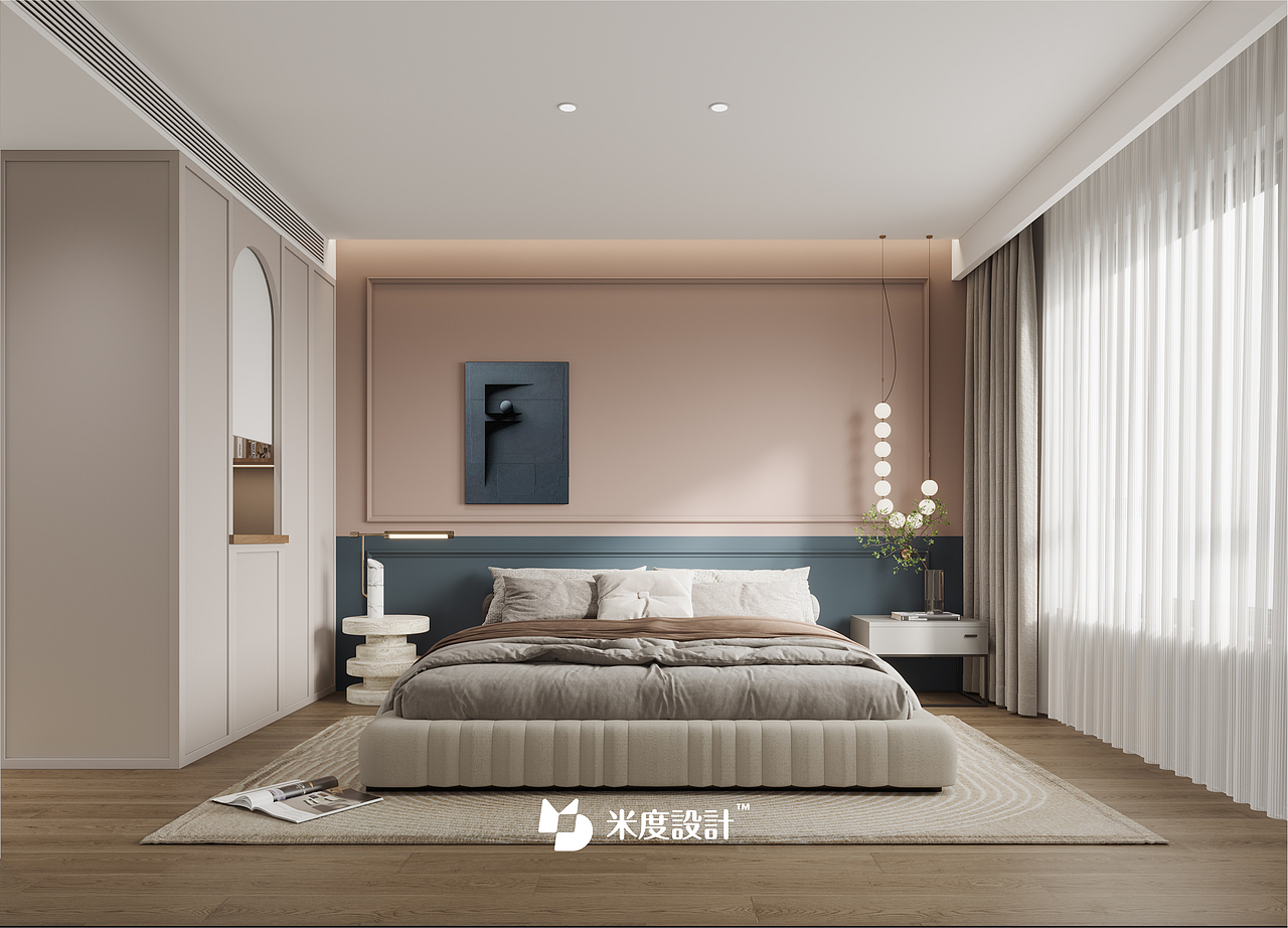 主卧的设置具备套房的功能,满足私密性与舒适性。墙面的色彩与设计感为主卧空间带来些许灵动,同时呼应医生夫妇想要复刻的美式风格融在其中。
<br>
