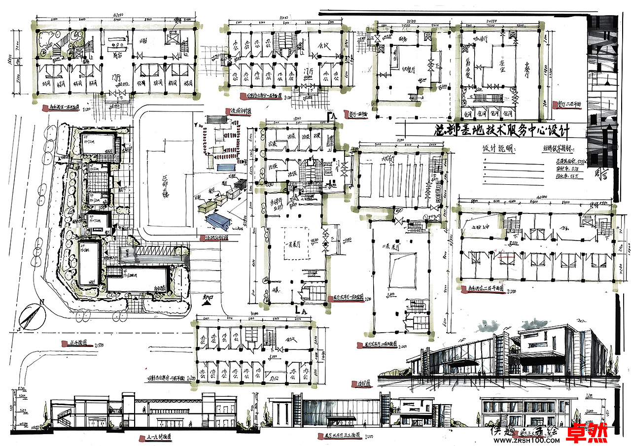 【卓然手绘】快题建筑学生作品（图ZMTM1NzkxNTI4） - 展陈设计 - 站酷设计师卓然手绘李老湿原创素材 - 站酷ZCOOL