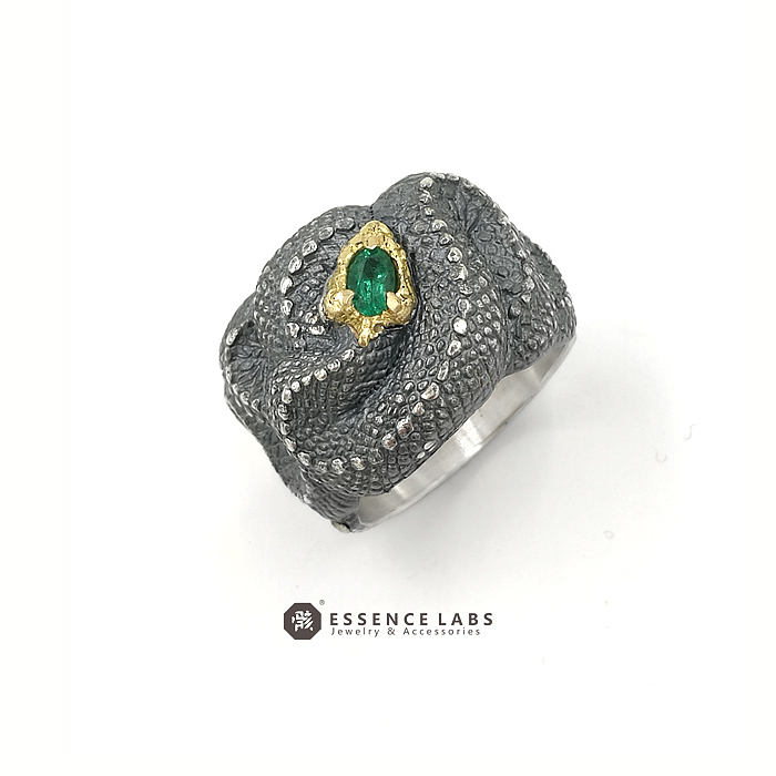 骸首饰耳钉原创【蝮蛇金头祖母绿】戒指祖母绿宝石手工