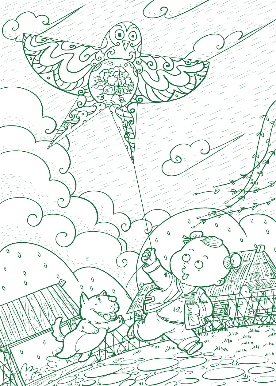 二十四节气(春季)线稿