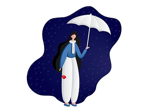 雨中的人微型插画
