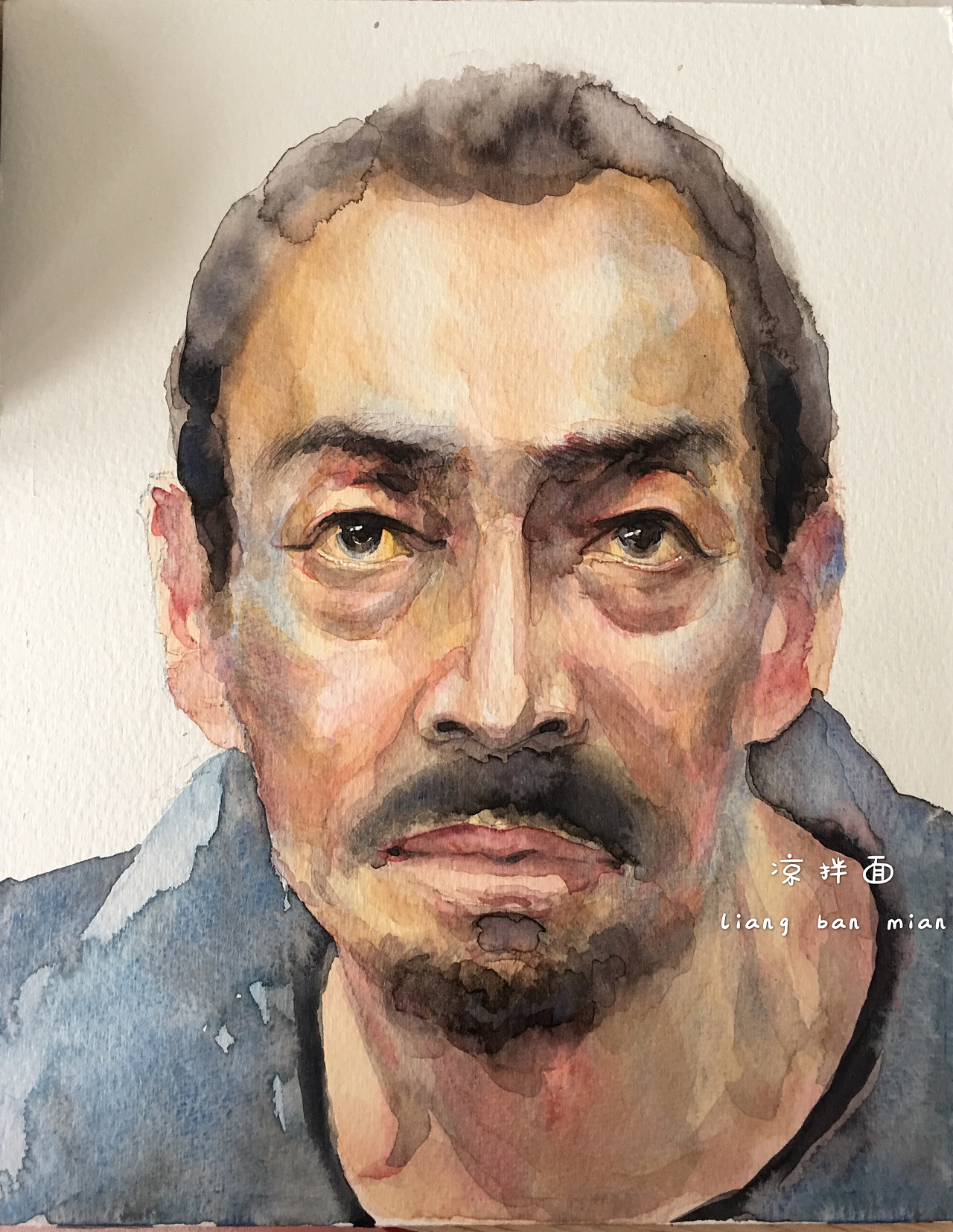 水彩 中年男