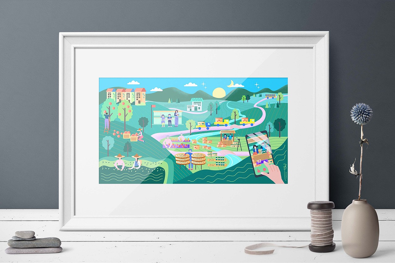 凝心聚力脱贫攻坚（图ZMjI0Nzc1ODcy） - 商业插画 - 站酷设计师桃阿菌原创素材 - 站酷ZCOOL