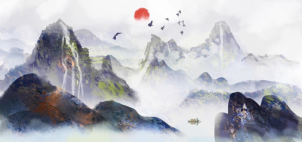 彩色山水画（图ZMTk2MTI0NjM2） - 商业插画 - 站酷设计师心灵艺坊原创素材 - 站酷ZCOOL