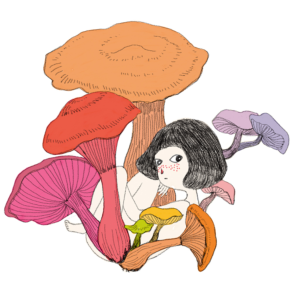 蘑菇女（图ZMjQxNjM4MTQ4） - 商业插画 - 站酷设计师黄桃子原创素材 - 站酷ZCOOL