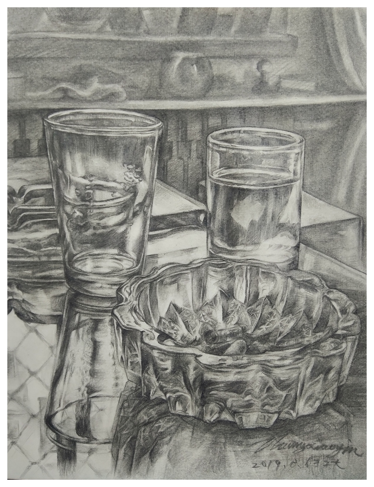 素描玻璃 Daylilies