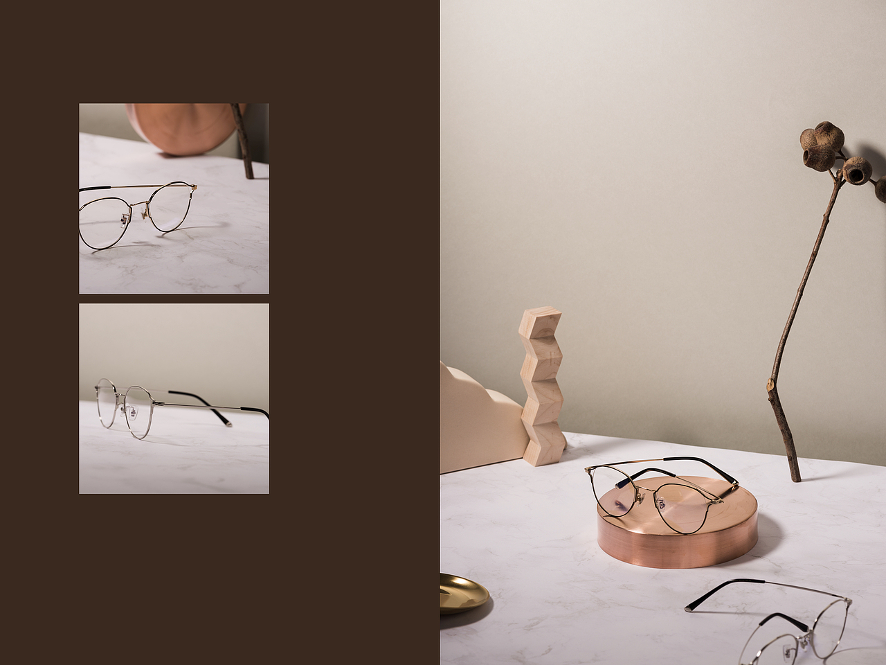 我从你的眼镜看出的色彩世界/黑金眼镜/平面产品摄影