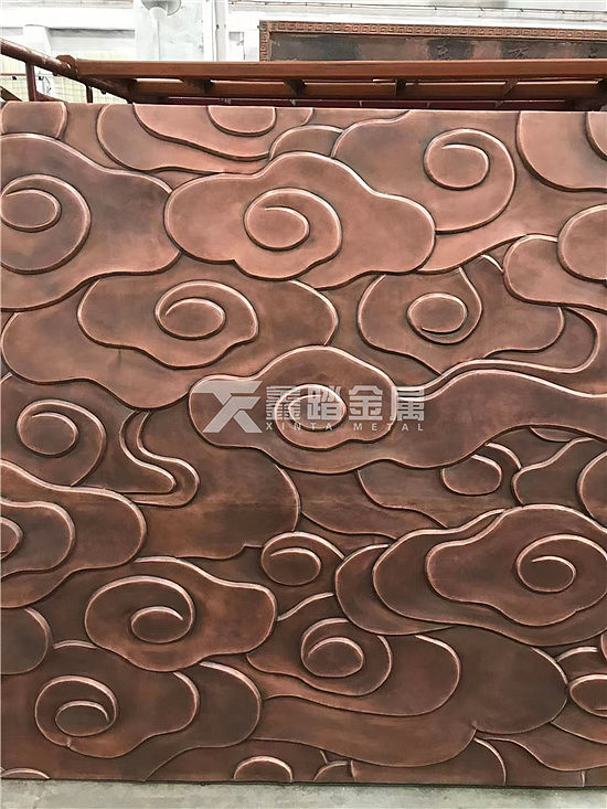 户外墙体浮雕祥云紫铜浮雕/手工敲铜板装饰工程