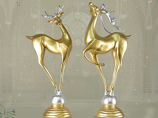 金色鹿摆件