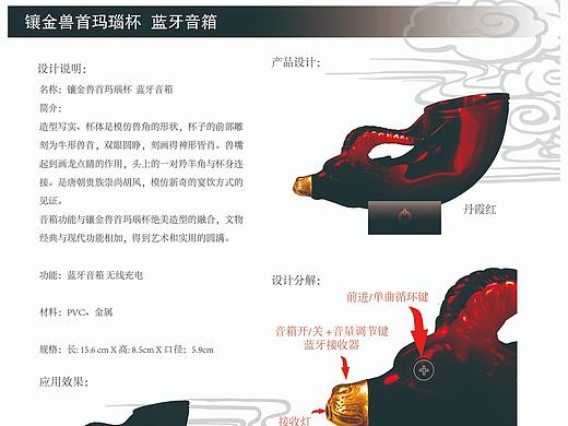 镶金兽首玛瑙杯  音箱 