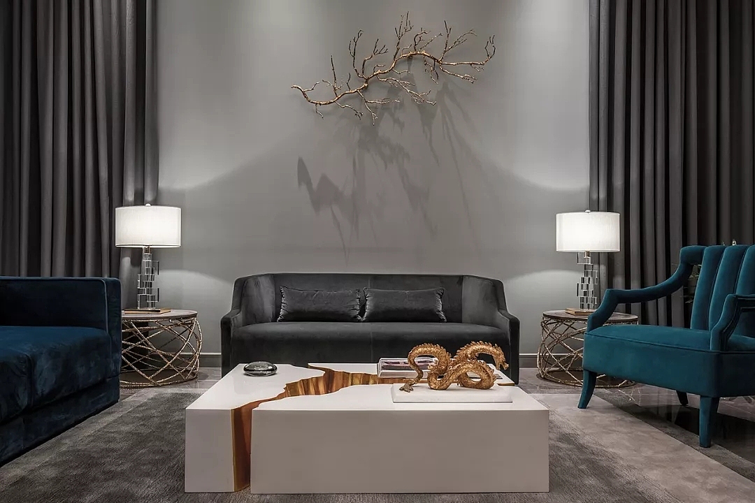 一家四口的现代轻奢风，350平复式装修，不张扬不浮夸---客厅