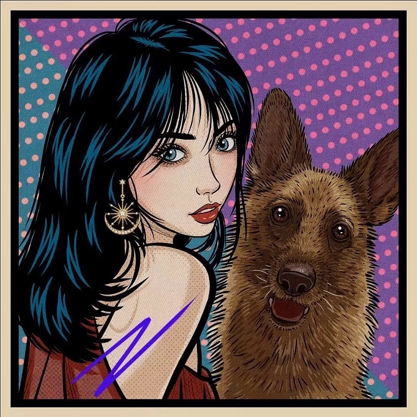 宠物插画复古头像