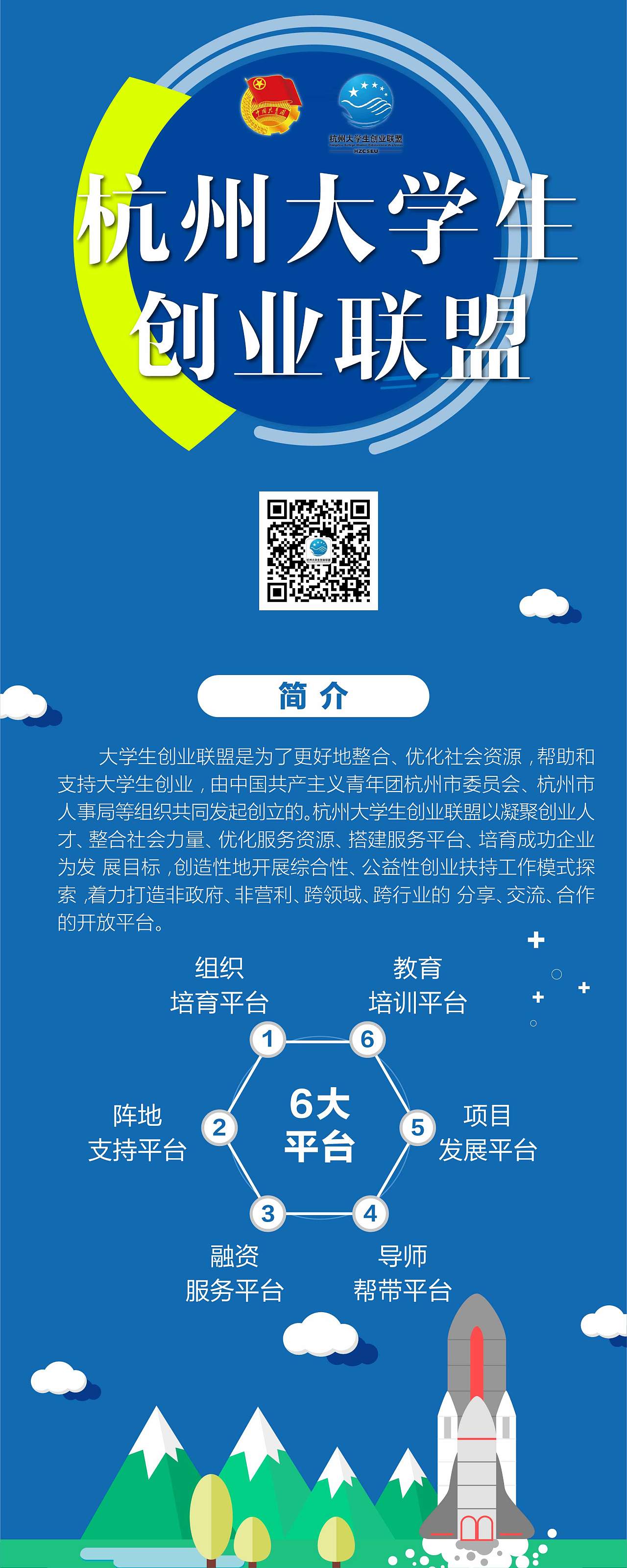 杭州大学生创业联盟易拉宝设计|平面|宣传物料|你不是个设计 - 临摹