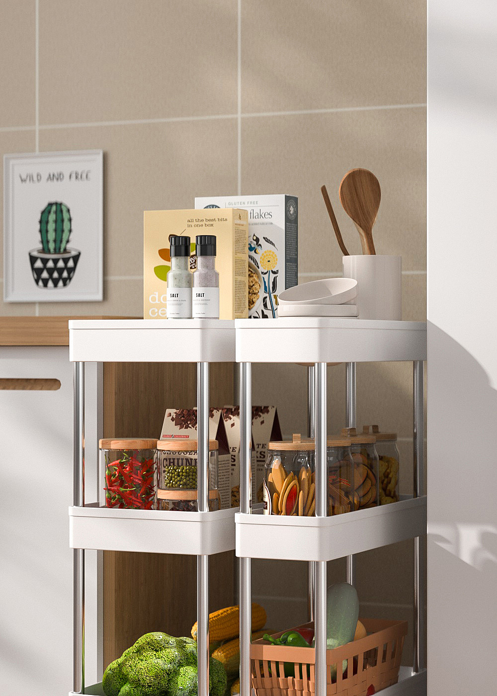 厨房收纳用品 夹缝收纳推车-ML视觉（图ZMjk2Mjk4Mzg0） - 产品 - 站酷设计师linmj原创素材 - 站酷ZCOOL