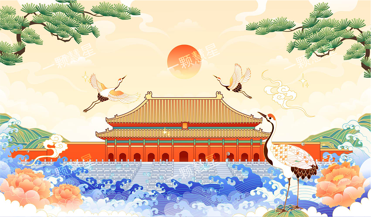 国风园林山水（图ZMjU2NTE0NDY4） - 商业插画 - 站酷设计师晚风在画画原创素材 - 站酷ZCOOL