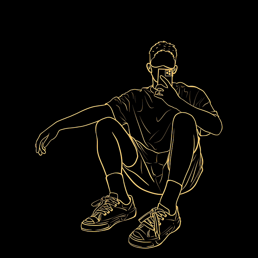 极简金线风格卡通人物