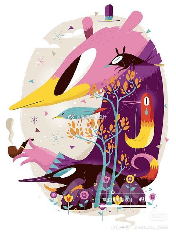 校考设计|川美设计|彩色装饰画参考