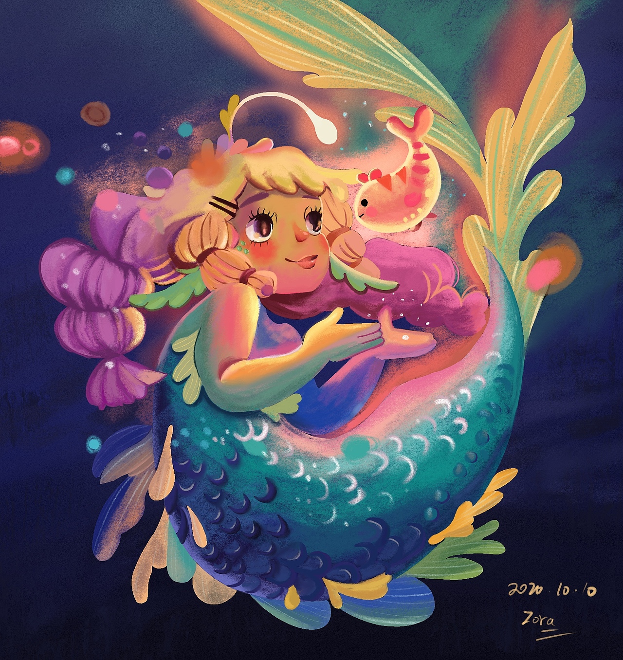 美人鱼|插画|儿童插画|zora_hao_临摹作品-站酷zcool