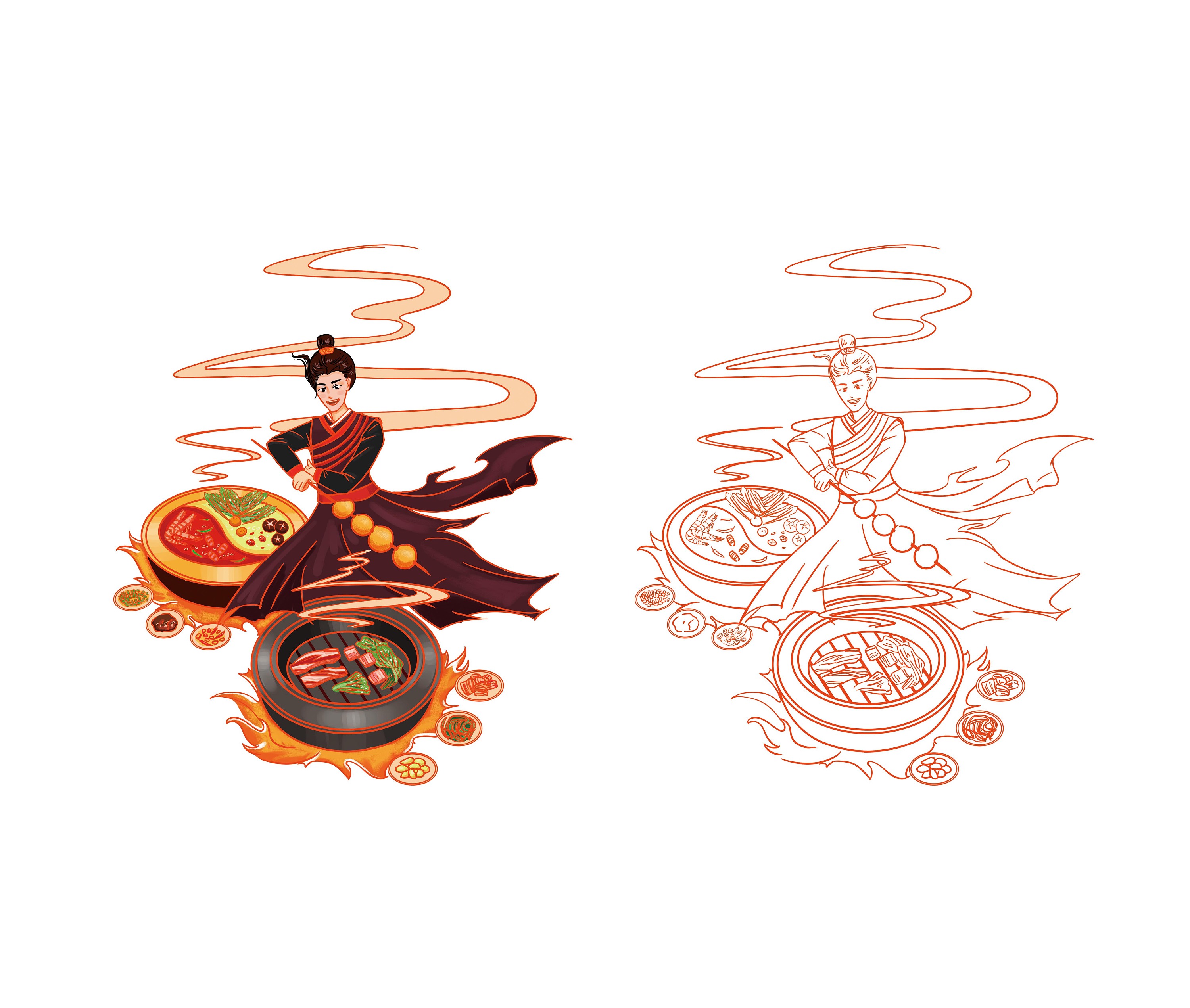  尝天下> 火锅元素插画
