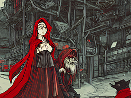 #AI创作实验室#小红帽站在路上 背后一只大大灰狼