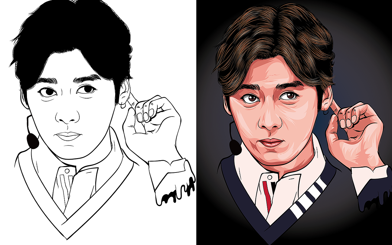 手绘AI矢量插画头像,近期练习作品,请多赐教!