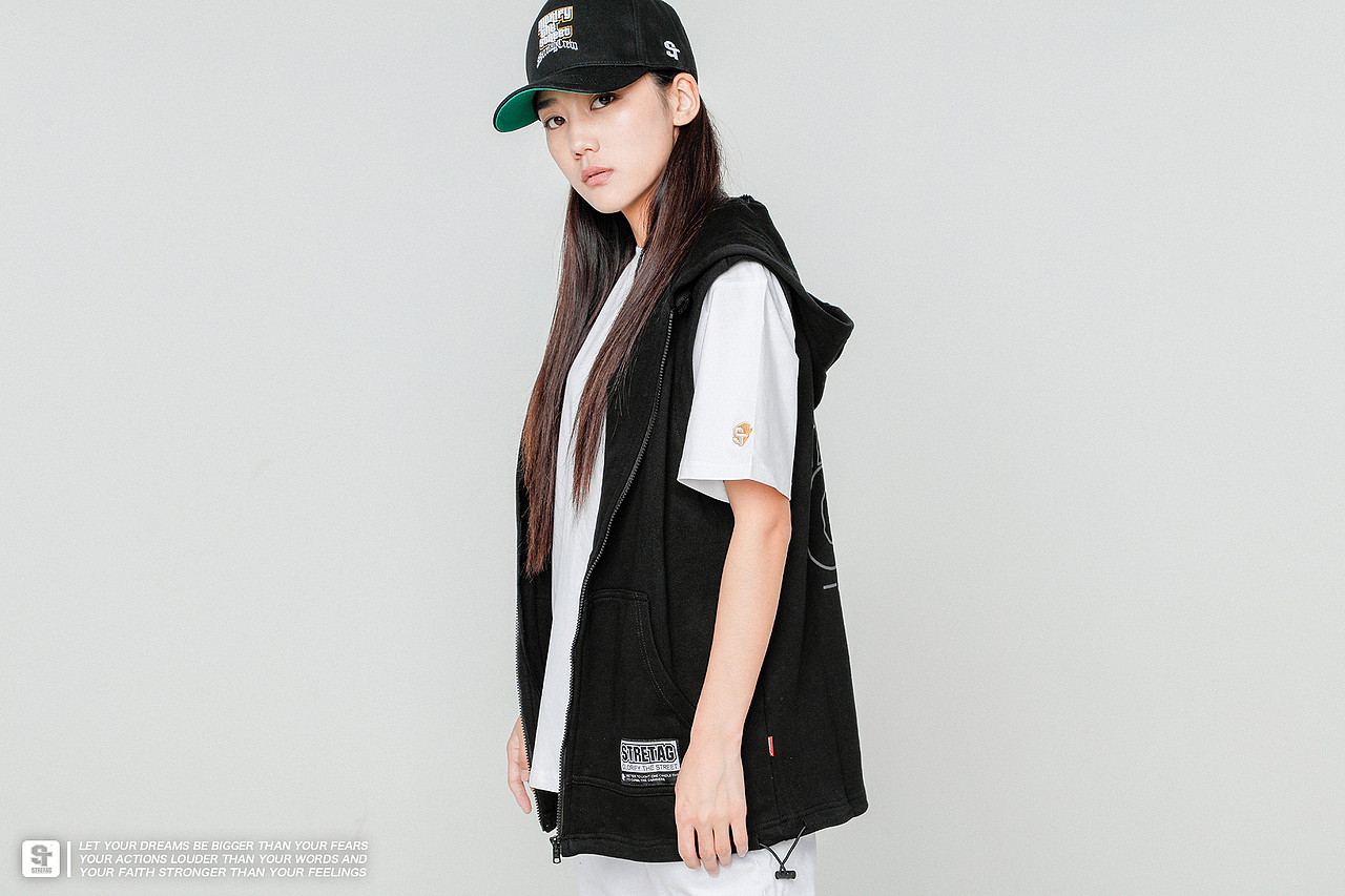 STRETAG思锐泰格FXXKFAKE黑色马甲马夹刺绣外套