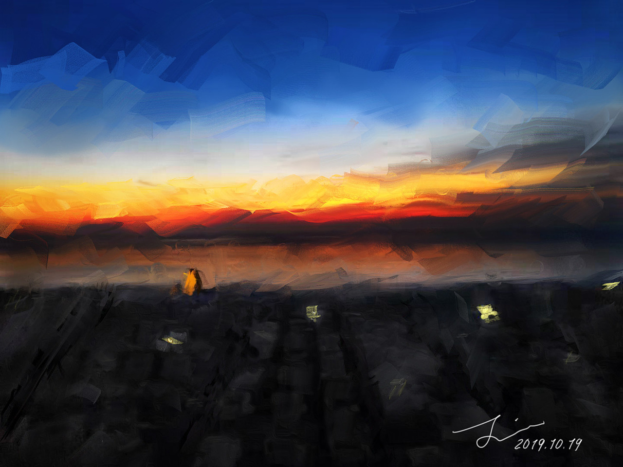 板绘练习（油画风格）——风景与小鸟——色彩与构图（图ZMTkxMzgwOTUy） - 创作习作 - 站酷设计师深林暴躁熊原创素材 - 站酷ZCOOL