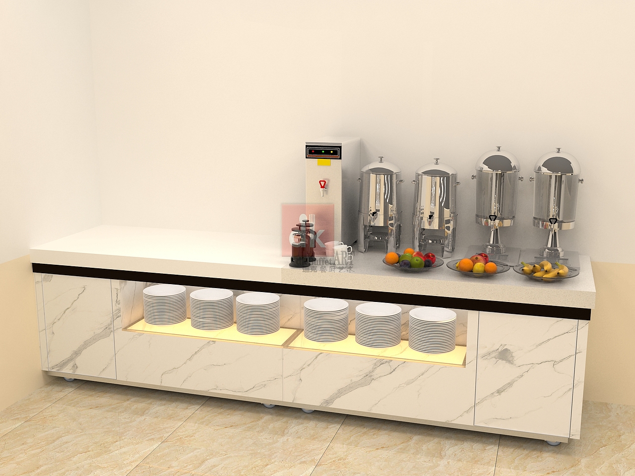 自助餐厅设计效果图自助餐摆菜台效果图