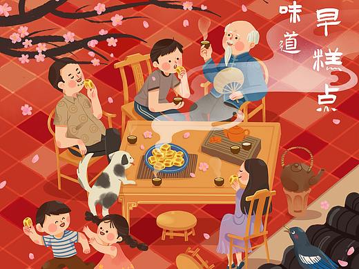 传统复古食品糕点包装插画包装设计设计