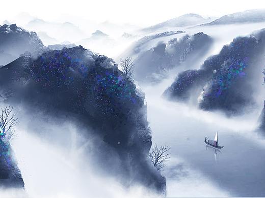 中式山水插画  新中式风格（古诗词插画）