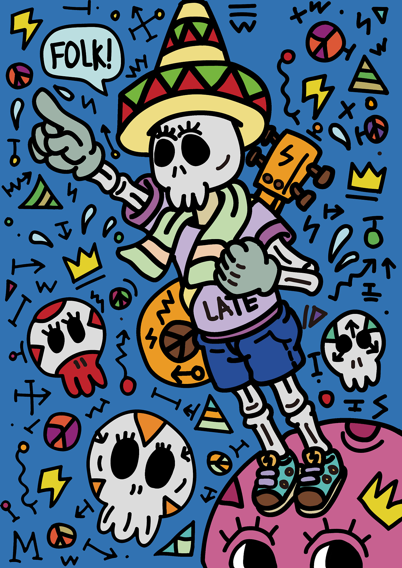 摇滚骷髅|插画|创作习作|抱璞子 - 临摹作品 - 站酷 (zcool)