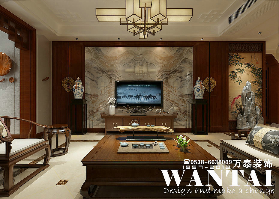 泰安贵和天外上璟300m²新中式风格装修-设计师宋洪超