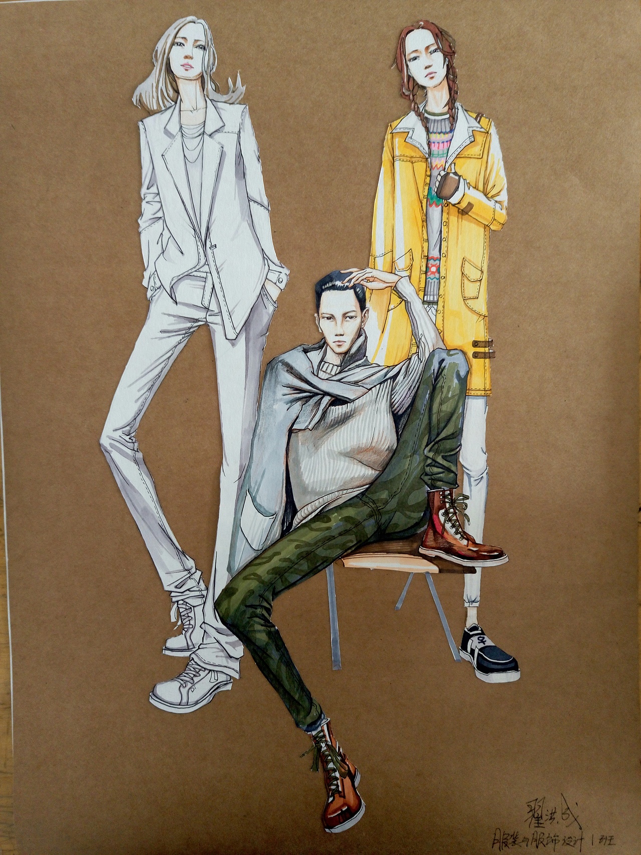 服装效果图若干张，初学阶段，敬请指导。