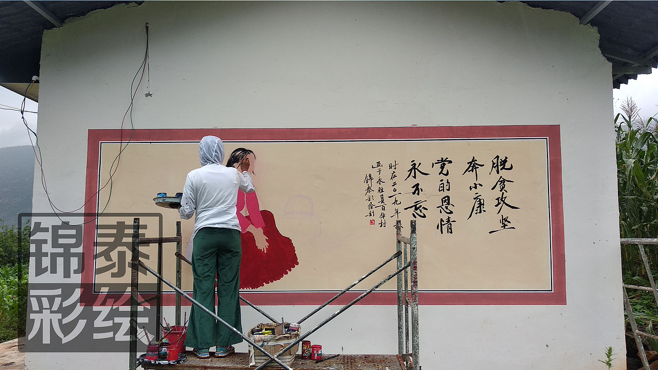 傈僳族云南傈僳族文化墙体彩绘壁画墙绘傈僳族服饰