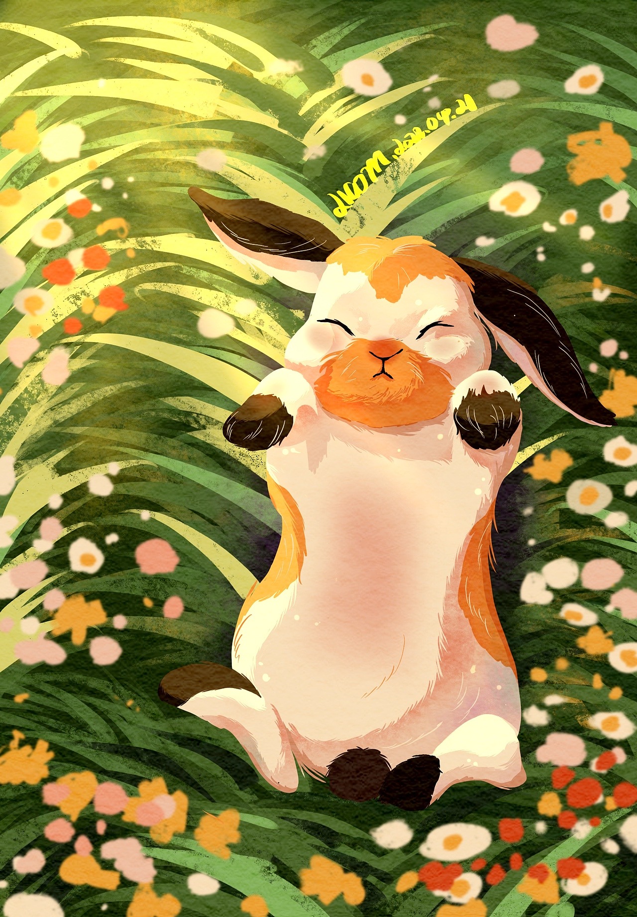 兔子与花（图ZMjk4MTk5Nzcy） - 创作习作 - 站酷设计师小马顶呱呱原创素材 - 站酷ZCOOL