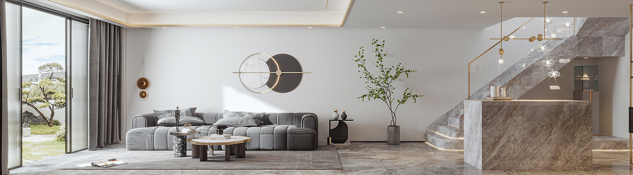 ▼地下室多功能区
<br>这个空间是比一楼客厅更加私密的空间，一家人可以坐在这里看看门外的风景，或者聊一聊生活百态，增加家人间的交流。<br>