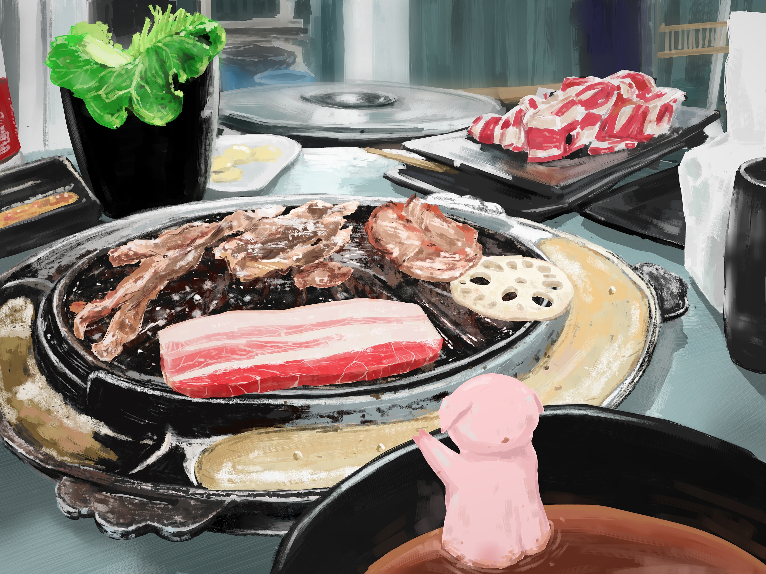 烤肉.|插画|艺术插画|z97945592 - 原创作品 - 站酷 (zcool)