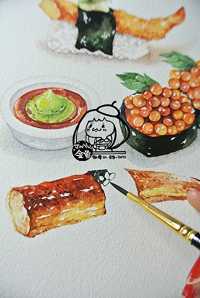 金鱼手绘美食——寿司一箩筐