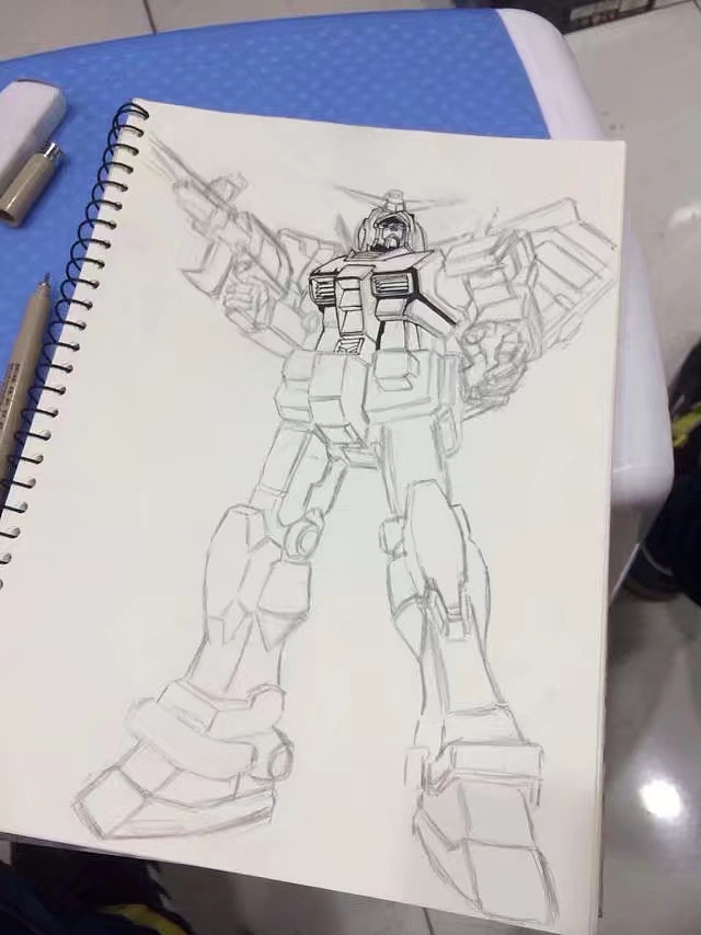 临摹机动战士高达rx782彩铅画