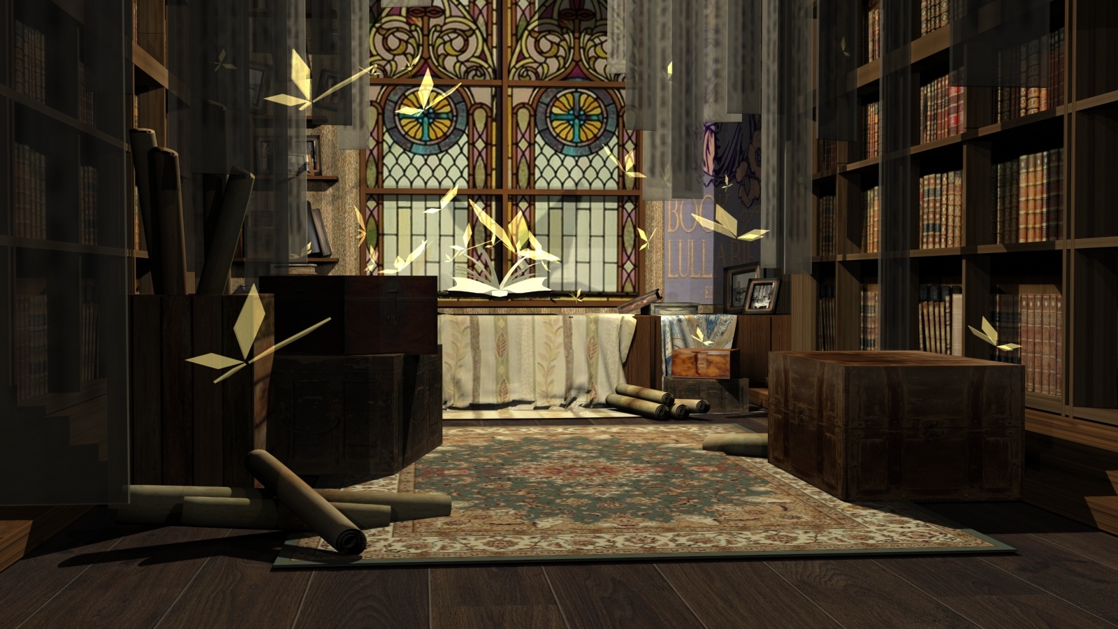 复古魔法书屋场景模型