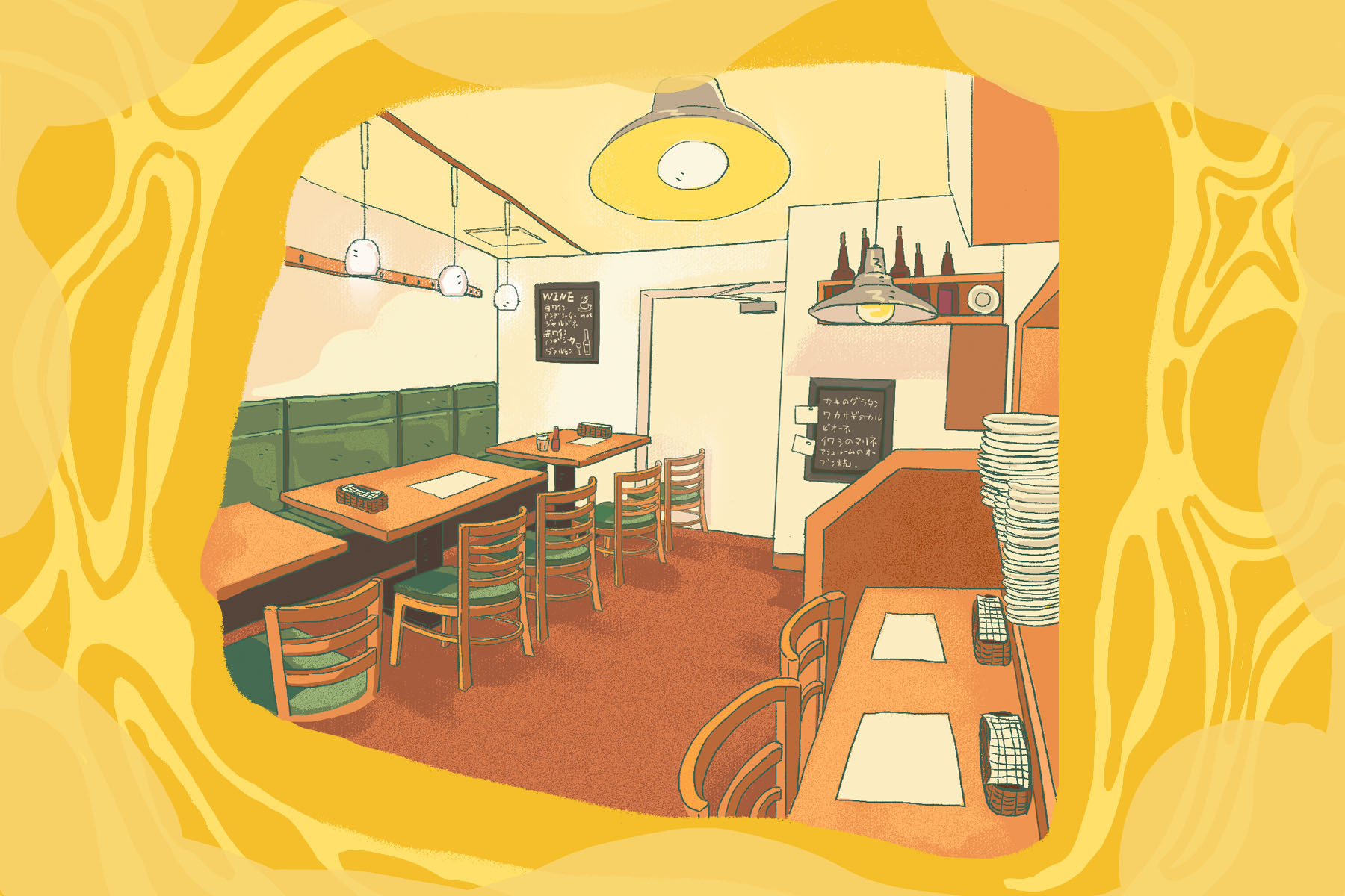 一个朴素又温暖的意大利食堂|插画|商业插画|卷毛13 - 原创作品