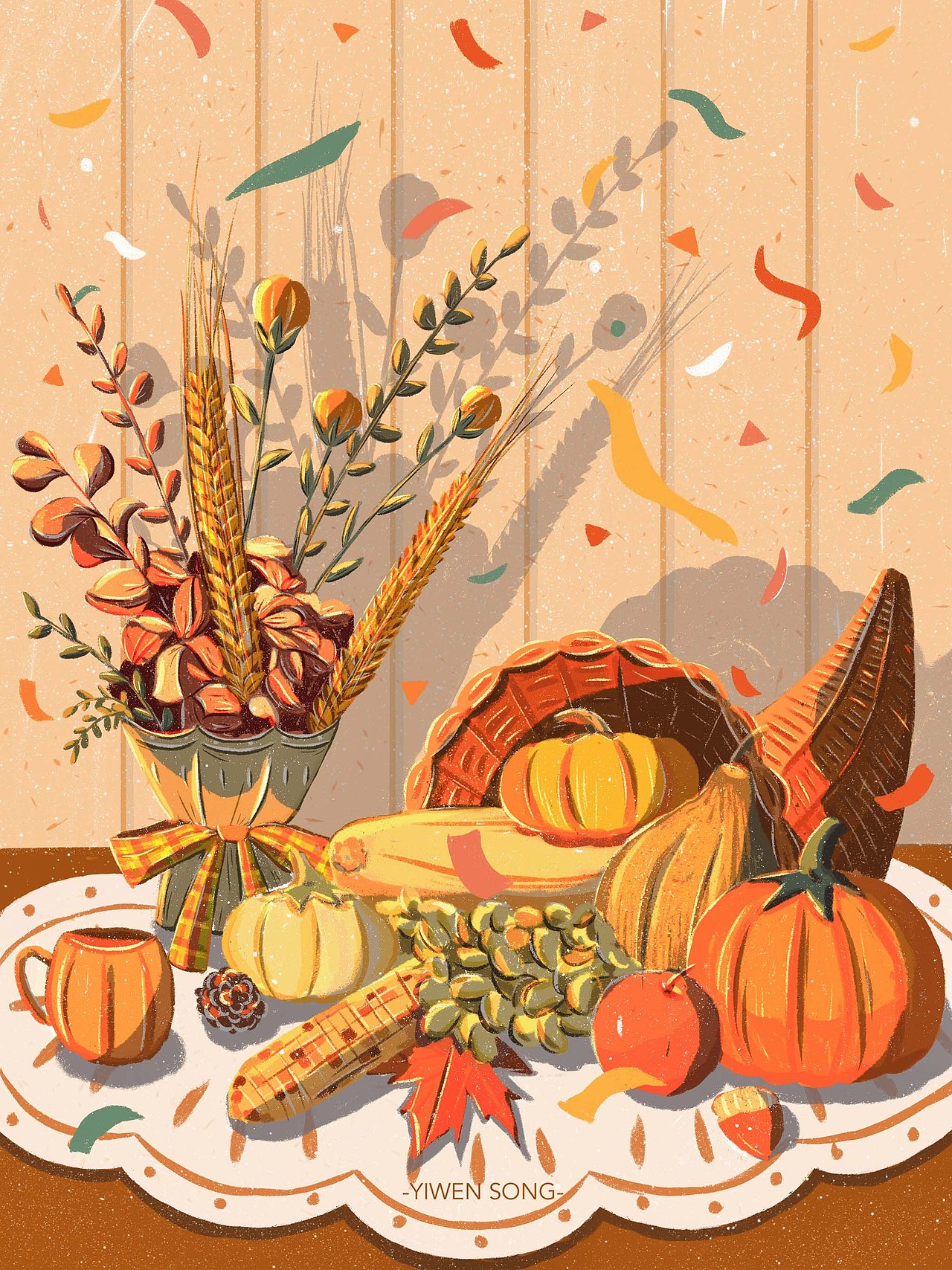 原创插画｜感恩节Thanks giving（图ZMjg1MDgwNTM2） - 商业插画 - 站酷设计师YIWENSONG原创素材 - 站酷ZCOOL